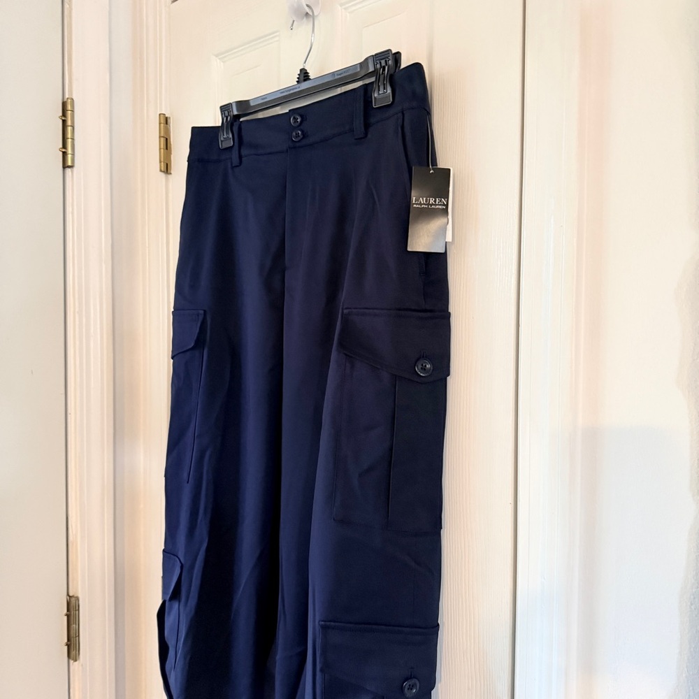 Lauren Ralph Lauren Faille Cargo Pant Navy Blue 8 - Picture 6 of 12
